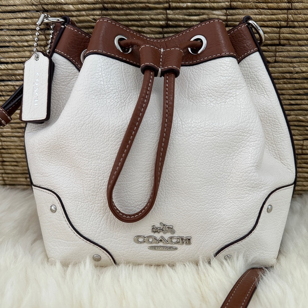 Coach chalk pebble leather bucket shoulder bag
